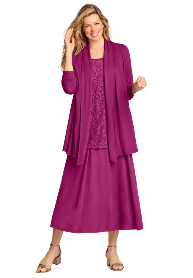 2-Fer Cardigan & Attached Lace Tunic image number 7