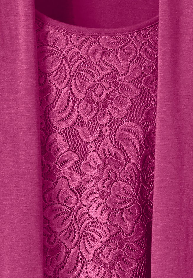 2-Fer Cardigan & Attached Lace Tunic image number 3