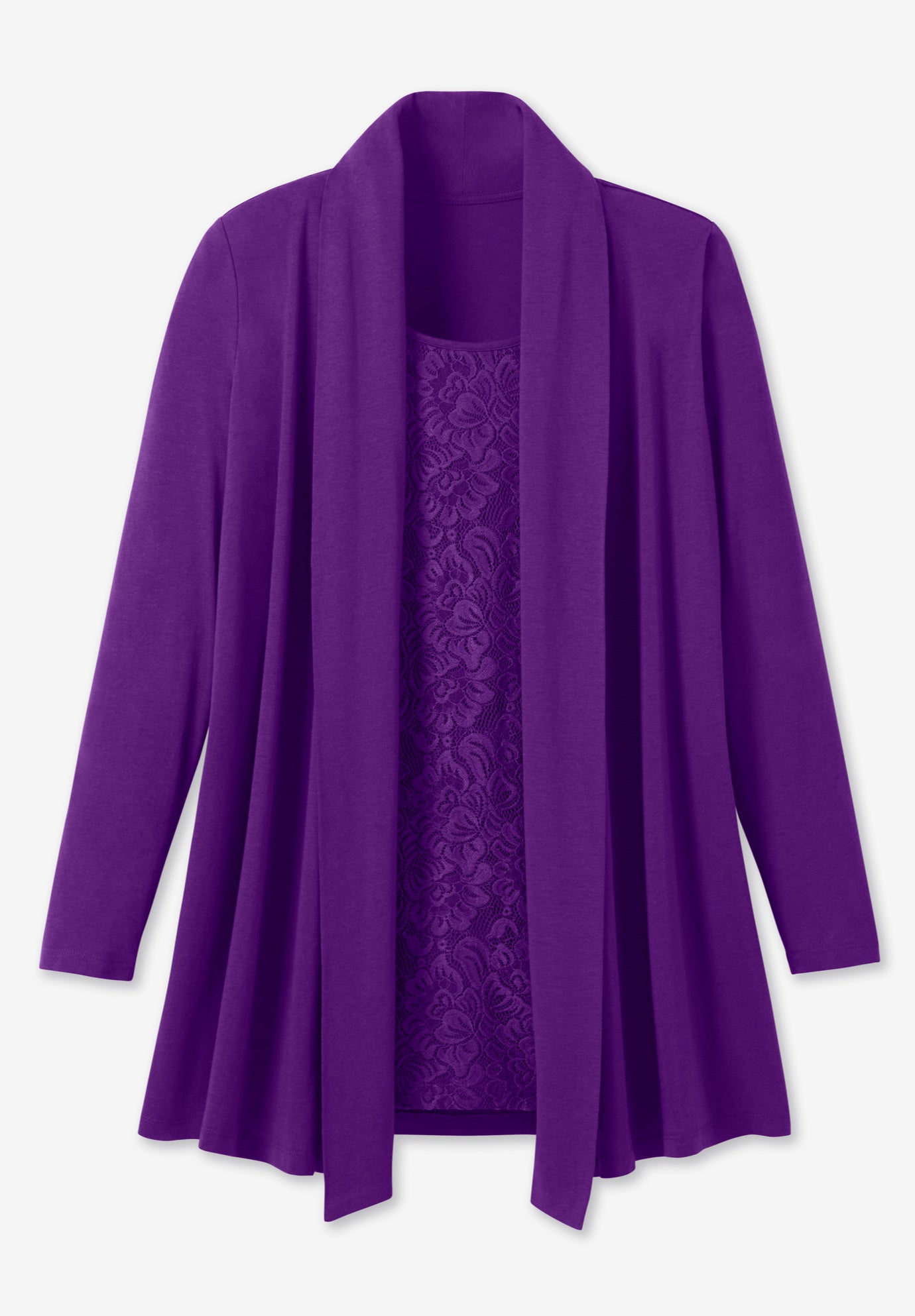 2-Fer Cardigan & Attached Lace Tunic image number 8