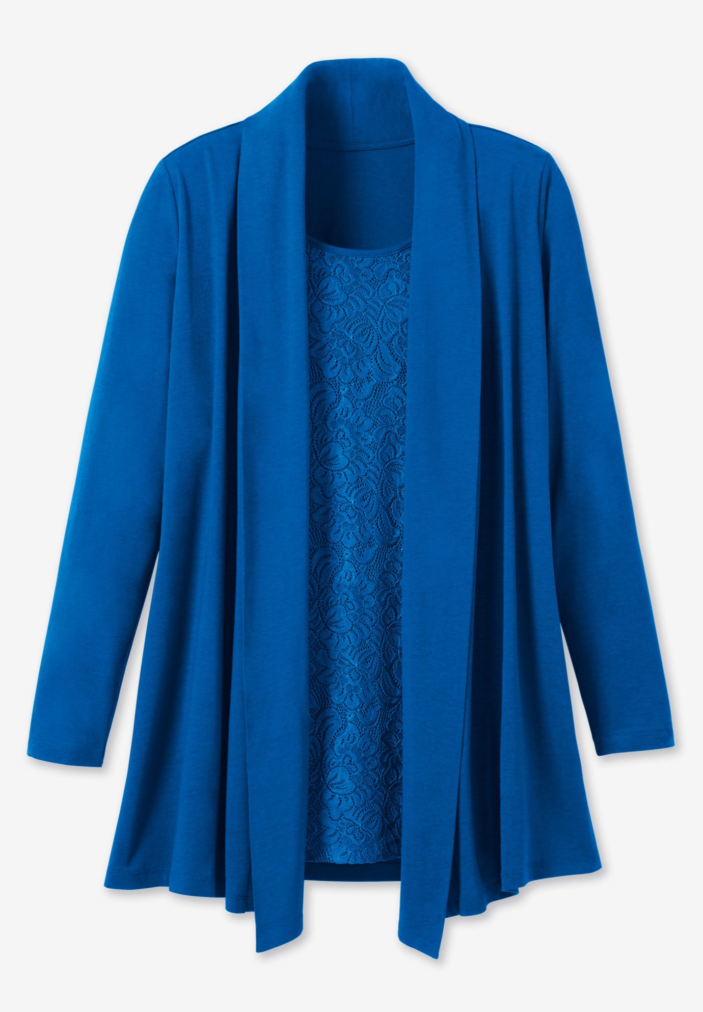 2-Fer Cardigan & Attached Lace Tunic image number 9