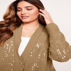 Sequin Button-Up Sweater image number null