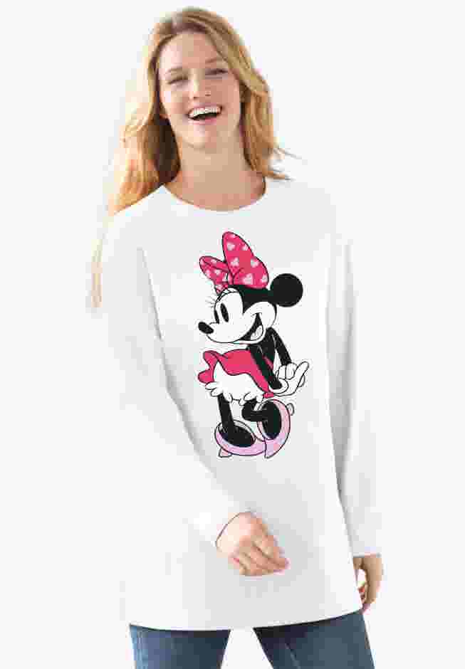 Disney Women's Long Sleeve Crew Tee Minnie Mouse Posing image number 0