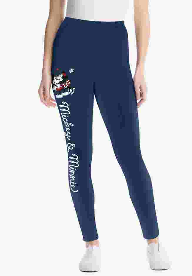 Disney Women's Navy Leggings Mickey and Minnie Kiss Placed image number 0