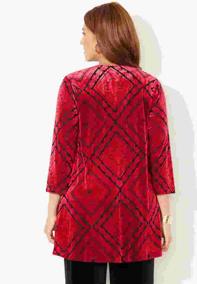 AnyWear Velvet Burnout Cascade Cardigan image number 1