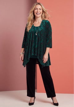 AnyWear Velvet Burnout Cascade Cardigan