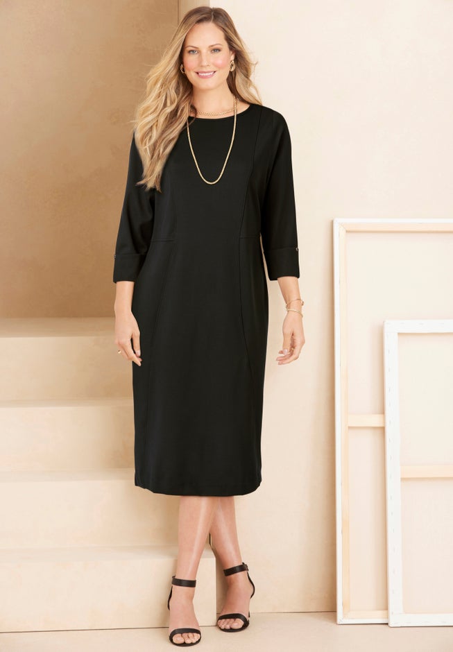 Plus Size Women's Liz&Me Ponte Knit Dress by Liz&Me in Black (Size 1X) Plus Size Women's Liz&Me Ponte Knit Dress by Liz&Me in Black (Size 1X)