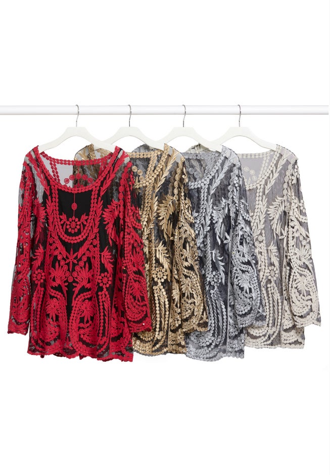 Embroidered Mesh Top image number 2