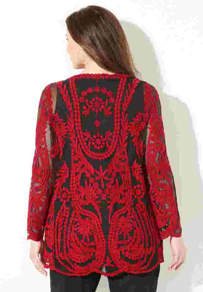 Embroidered Mesh Top image number 1