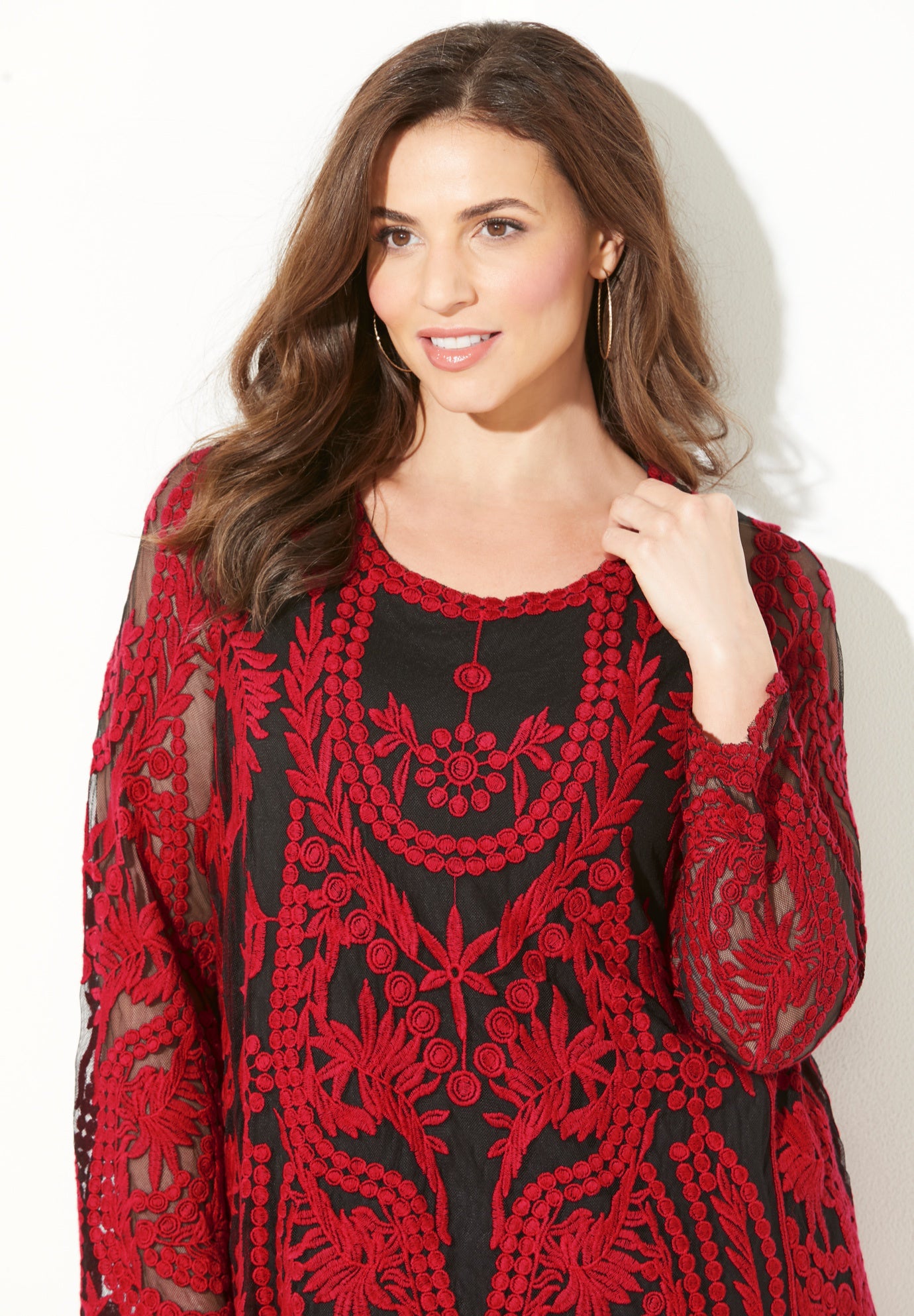 Embroidered Mesh Top image number 3