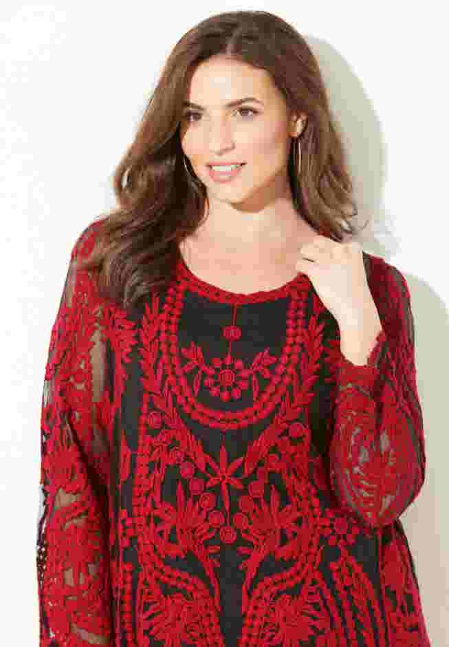 Embroidered Mesh Top image number 3
