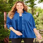 AnyWear Velvet Buttonfront Shirt image number null