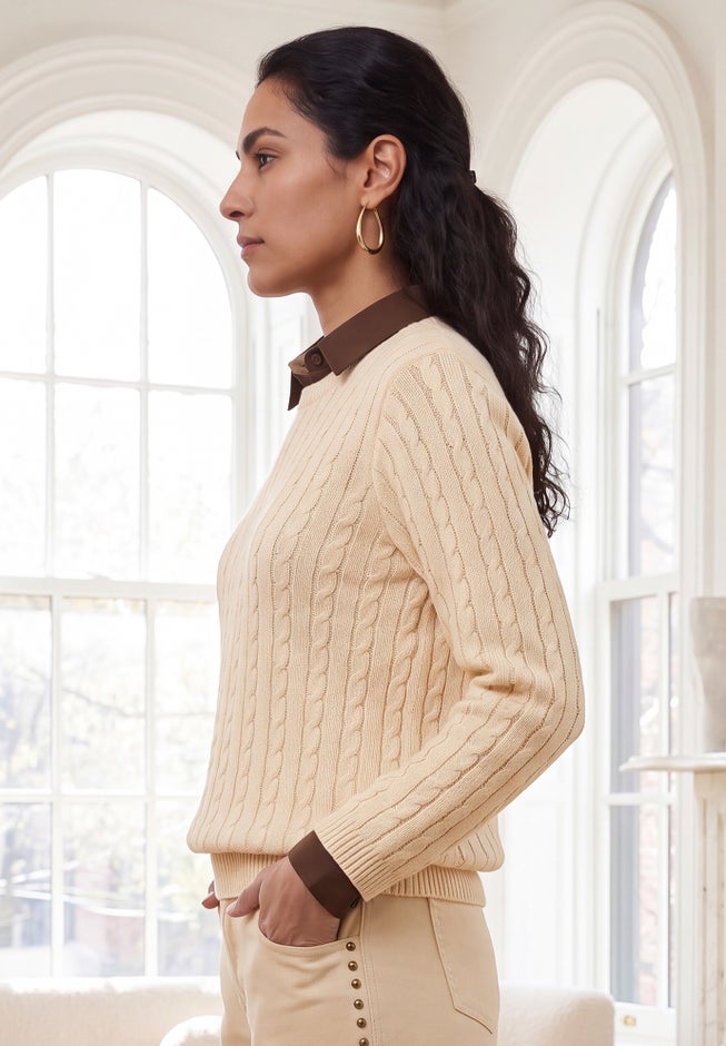 Cable Crewneck Sweater image number 2