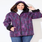 Printed Fleece Coat with Sherpa Lining image number null