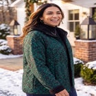 Printed Fleece Coat with Sherpa Lining image number 2