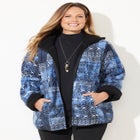 Printed Fleece Coat with Sherpa Lining image number null