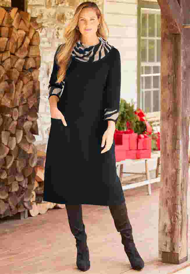 Cowl Neck Sweater Dress image number 0