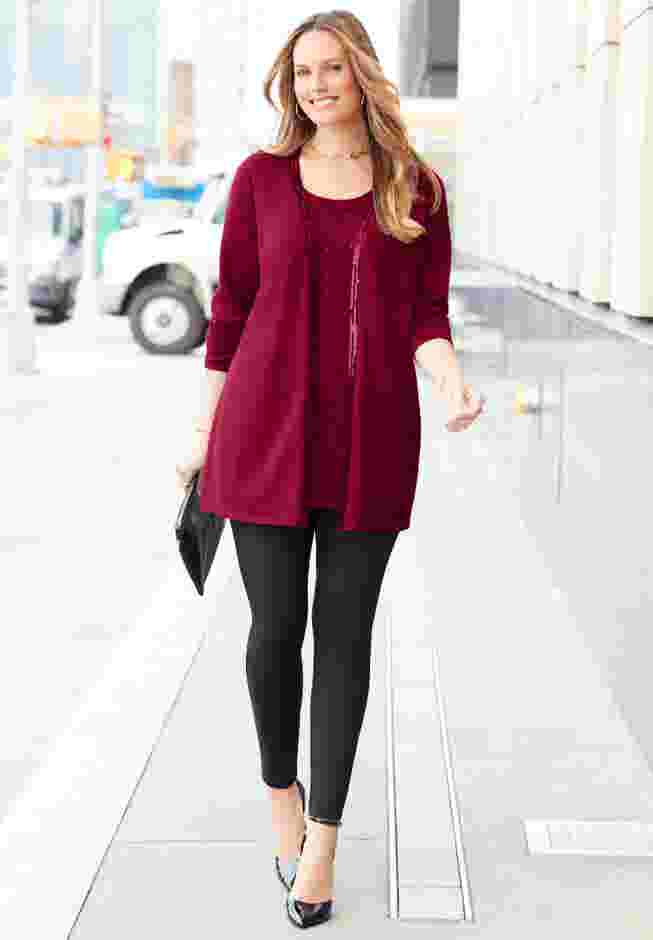 Sequin Trim Tank Cardigan Duet image number 0