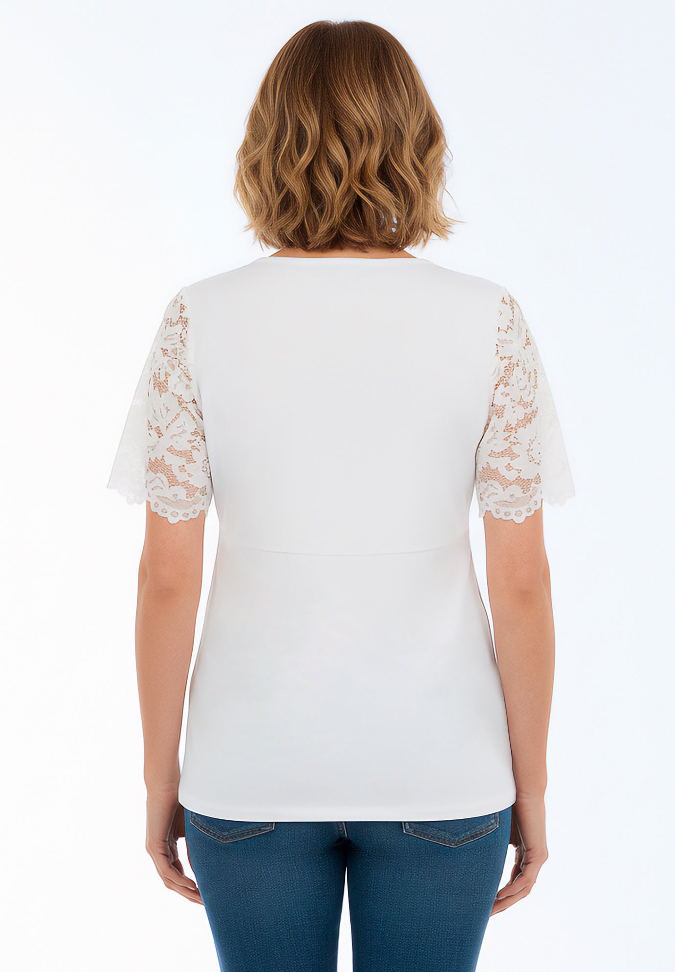 Lace Trim V-Neck Top image number 3