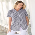 Perfect Short-Sleeve Collared Button Down Tunic image number 0