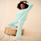 Fleece Bootcut Sweatpants With Drawstring Elastic Waistband image number null