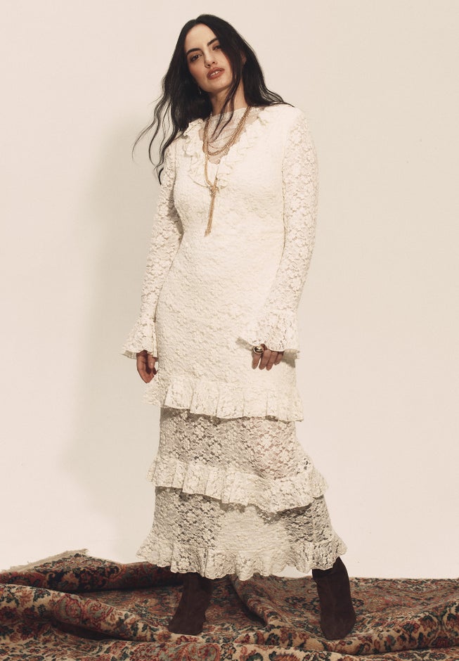 Ruffled Lace Maxi Dress image number 4