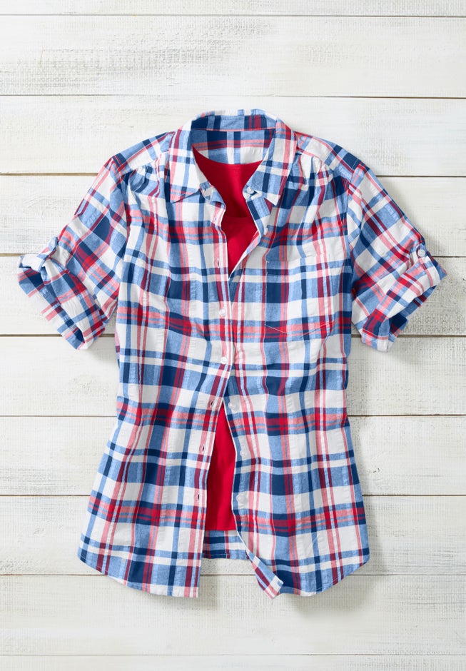 Short-Sleeve Button-Down Cotton Seersucker Shirt image number 2