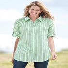 Short-Sleeve Button-Down Cotton Seersucker Shirt image number null