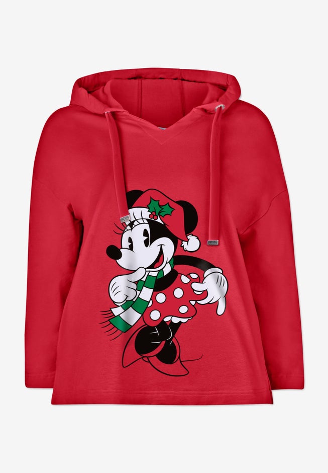 Disney Women's Hooded Sweatshirt Red Minnie Xmas image number 1