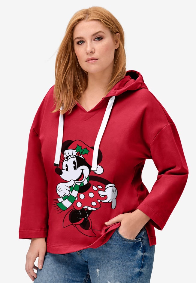 Disney Women's Hooded Sweatshirt Red Minnie Xmas image number 0