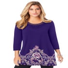 Ultra Drape V Neck Lace Print Tee image number null