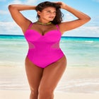 Cup Sized Mesh Underwire One Piece Swimsuit image number null