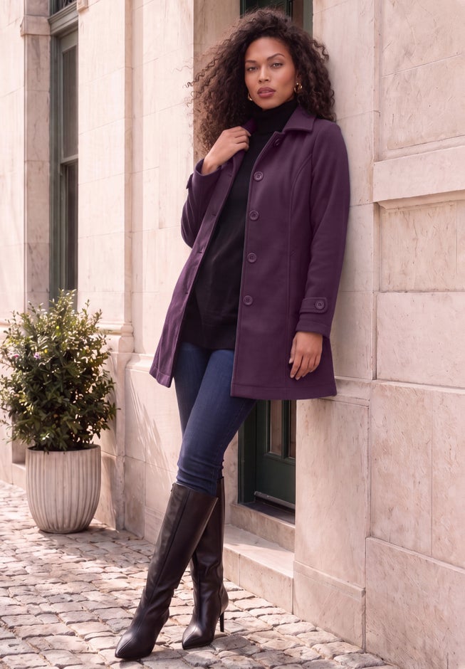 Plus Size Button Up Fleece Jacket image number 1