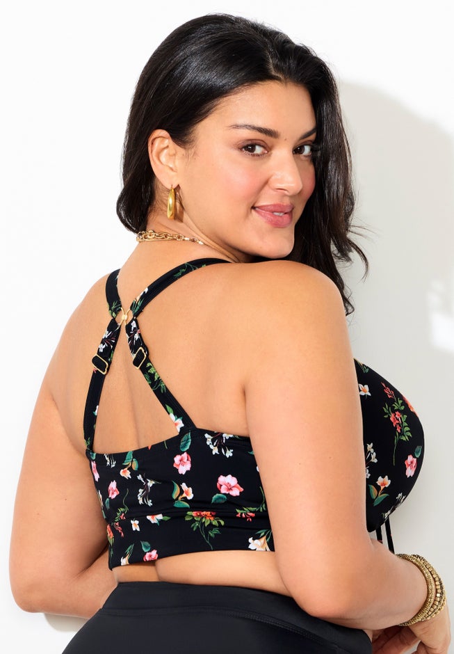 Bra Sized Tie Front Longline Underwire Bikini Top image number 4