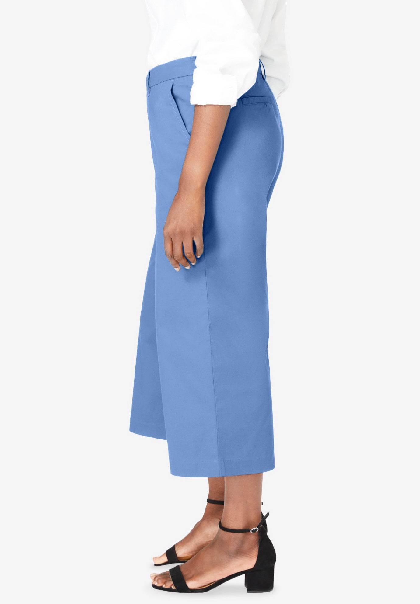 Stretch Cotton Chino Wide-Leg Crop image number 2