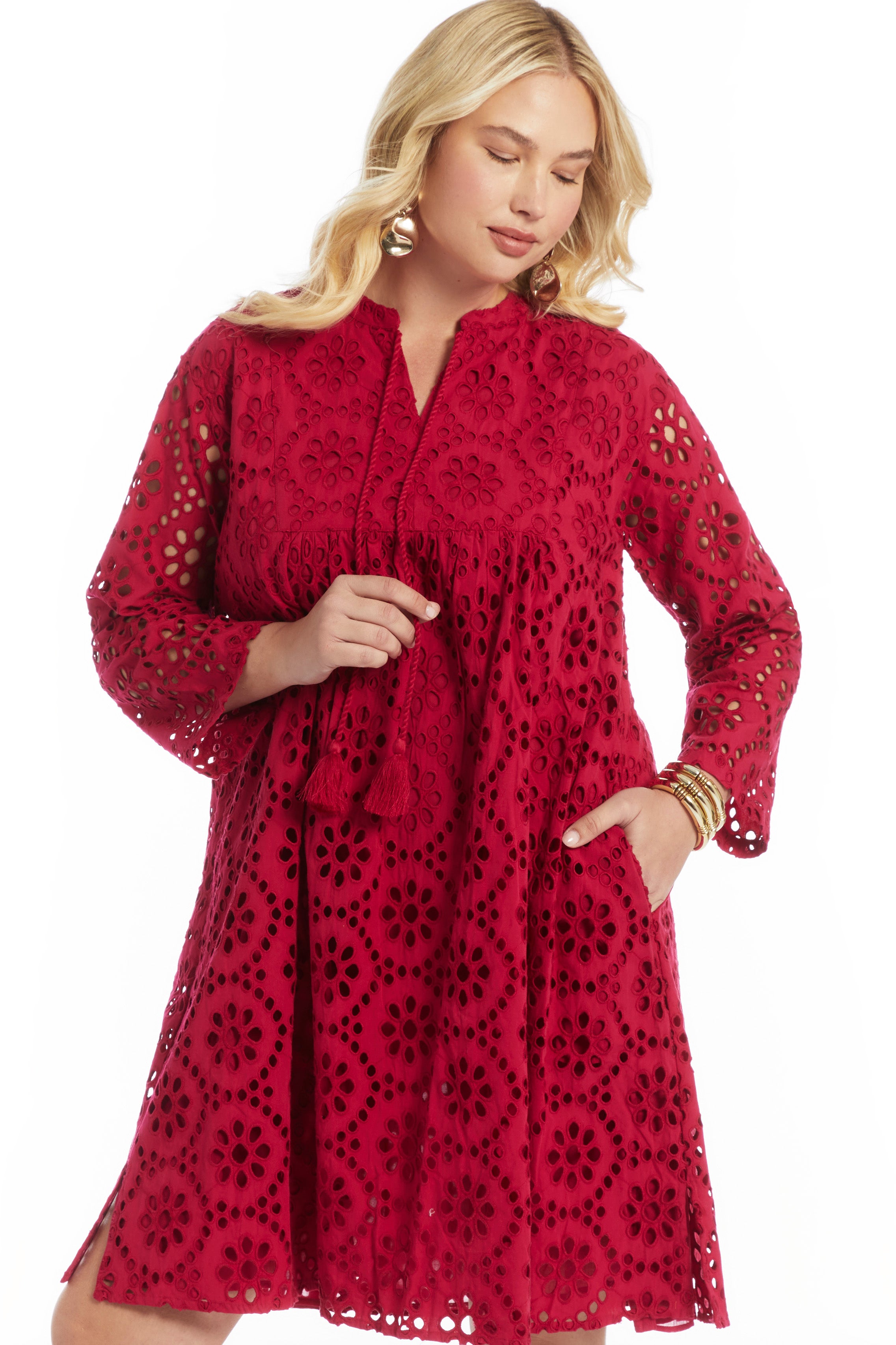 Eyelet Midi Shirtdress image number 1