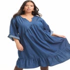 Ruffled Denim Dress image number null
