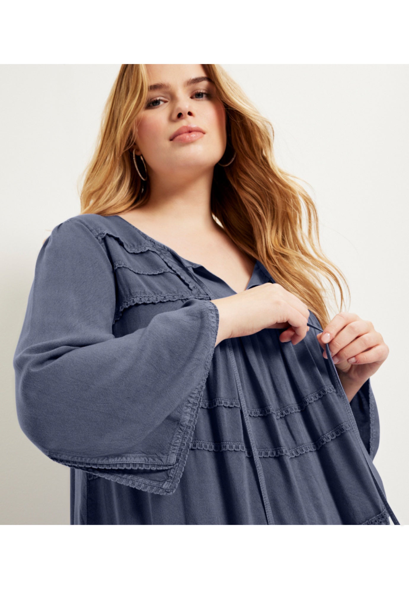 Acid Wash Peasant Blouse image number 3