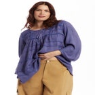 Acid Wash Peasant Blouse image number null