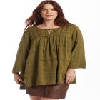 Acid Wash Peasant Blouse image number null