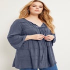 Acid Wash Peasant Blouse image number null