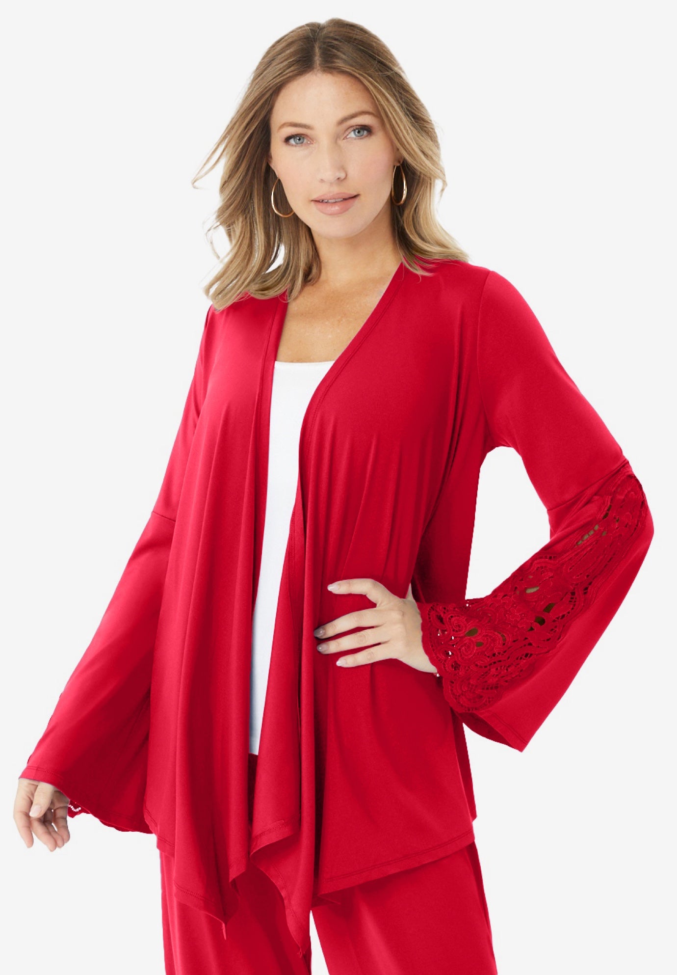 Plus-Size Bell-Sleeve Cardigan image number 0