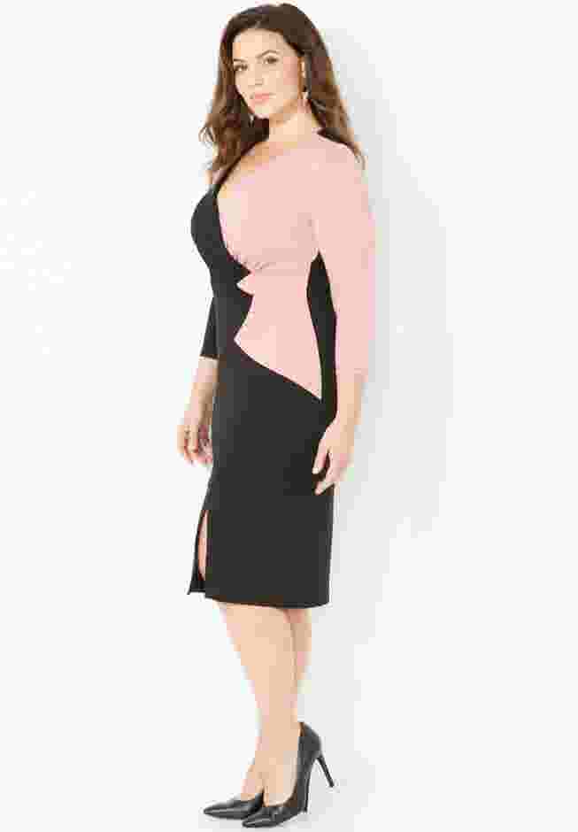 Curvy Collection Colorblock Wrap Top image number 2