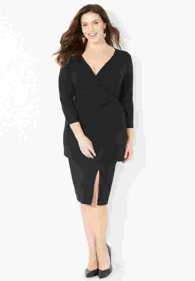Curvy Collection Colorblock Wrap Top image number 0