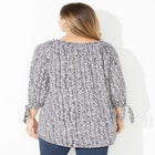 Ruched Neck Tie-Sleeve Top image number null