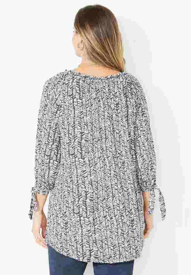 Ruched Neck Tie-Sleeve Top image number 1