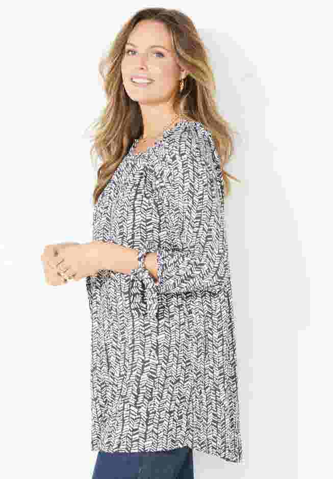 Ruched Neck Tie-Sleeve Top image number 2
