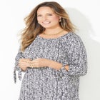 Ruched Neck Tie-Sleeve Top image number null