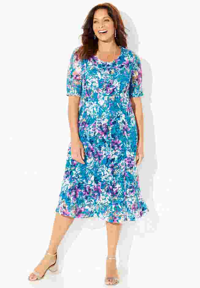 Stretch Lace Fit & Flare Dress image number 0