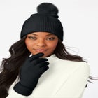 Faux Fur-Lined Beanie Hat and Glove Set. image number null