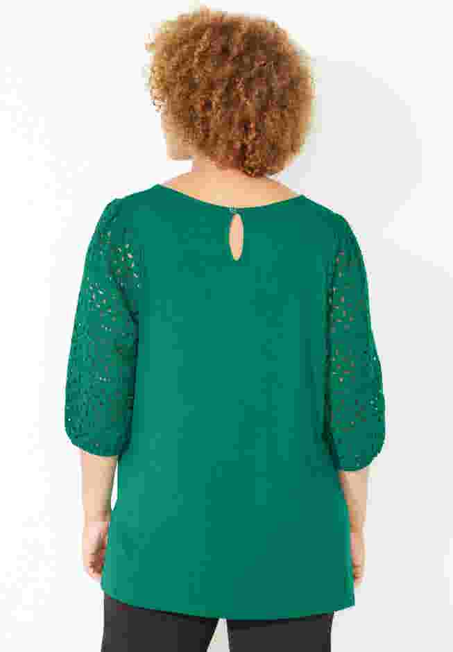 Liz&Me® Eyelet Peasant Top image number 1
